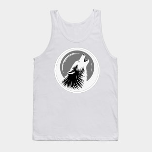 Wolf Howling At The Moon Black Tank Top